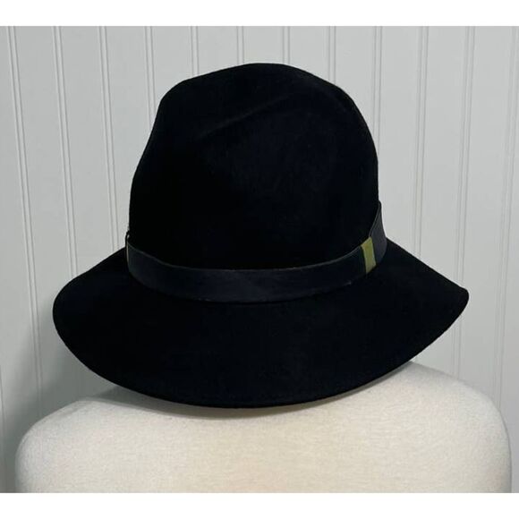 Black Wool Cloche Hat with Band Winter Fall Fashion Hat Floppy Boho Gold Accents - Picture 9 of 9